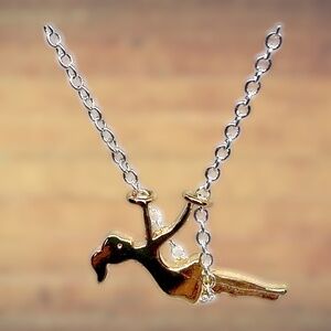 Indio Jewelry Gold Plated Girl Swinging on Silver Swing Chain Necklace #217